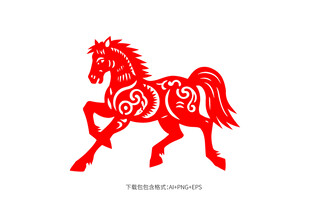 剪纸马元素