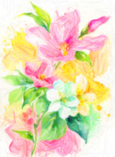 水彩绘就的缤纷花卉组合
