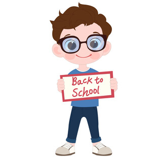 卡通新学期戴眼镜老师欢迎新同学