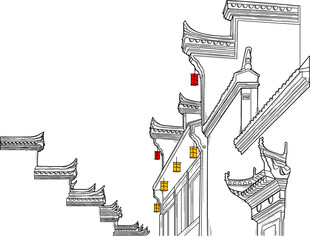 古建屋檐风景 矢量图