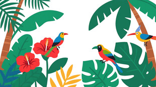 热带花鸟装饰画