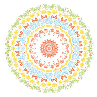 多彩圆形曼陀罗花纹图案