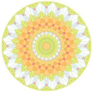 多彩圆形曼陀罗花纹图案