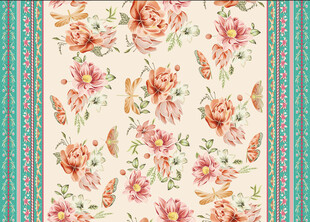 复古花卉图案布料纹理