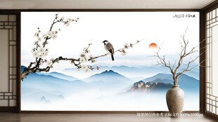 中式山水背景墙