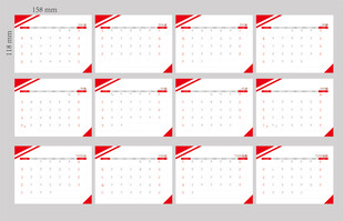 红色简约风日历模板