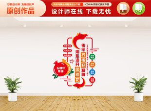 竖版石榴籽精神民族团结文化墙