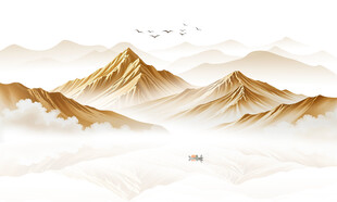 金色山水画