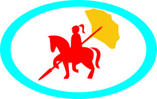 骑马持伞人物剪影图案