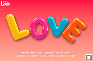 彩色立体字母LOVE展示