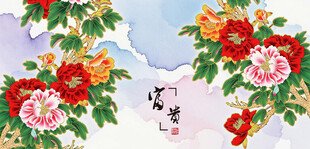 国色牡丹中式花鸟装饰画