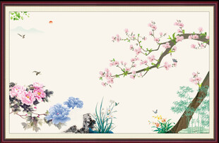 玉兰花开紫气东来清雅书画