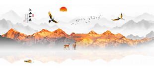 金山山水画背景墙