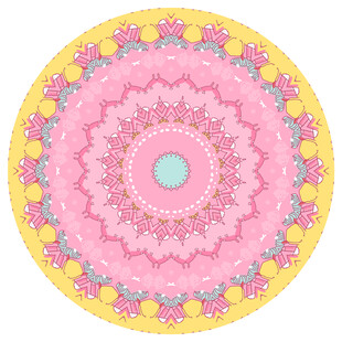 粉色花卉圆形曼陀罗图案
