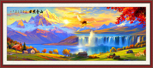 瀑布风水画