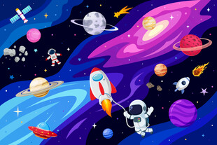 梦幻宇宙黑洞太空星球儿童背景墙