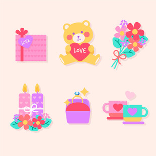 可爱节日礼物与装饰元素