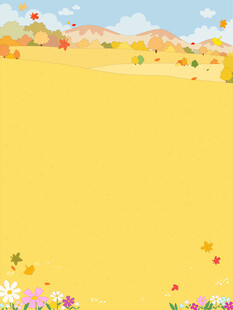 卡通风秋天郊外田野树林落叶花从