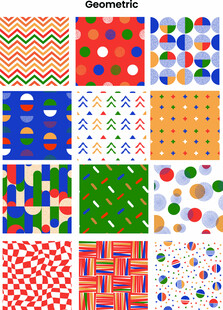 多彩几何图案素材集合数码印花