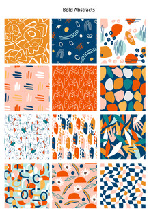 多彩几何花卉图案素材集数码印花