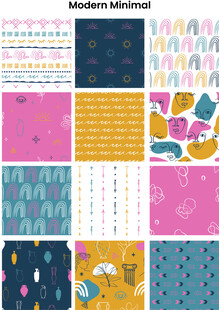 多彩现代儿童图案集合数码印花