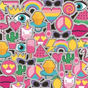 多彩卡通图案贴纸集合