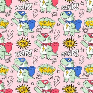 卡通动物花卉粉色图案背景