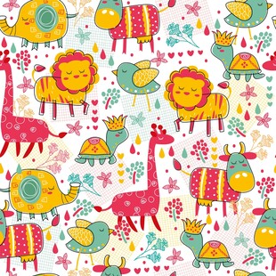 可爱动物卡通图案背景