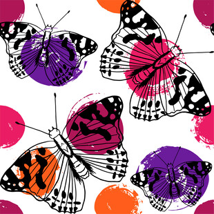 多彩蝴蝶图案背景设计数码印花