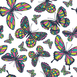 多彩蝴蝶无缝图案背景