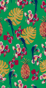 热带风情花卉菠萝图案