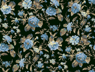 蓝金花卉图案背景纹理