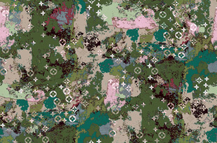 多彩花卉图案布料纹理