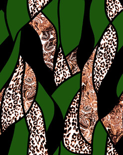 豹纹绿叶交织图案纹理