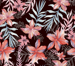 水彩风花卉植物图案背景