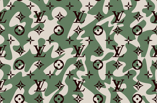 绿色LV图案印花面料