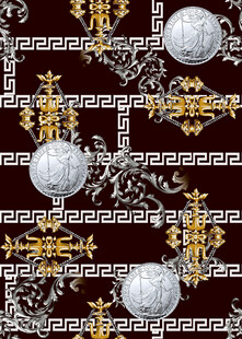 复古风金银刺绣图案设计