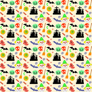 万圣节元素无缝图案背景