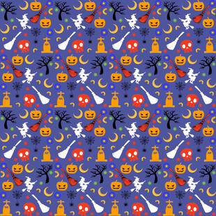 万圣节元素无缝图案背景