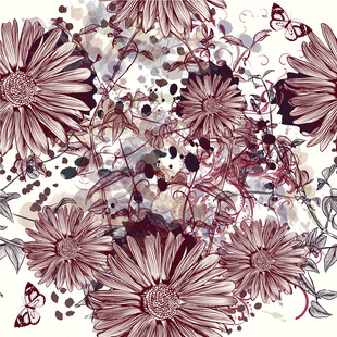 复古花卉图案纹理背景数码印花