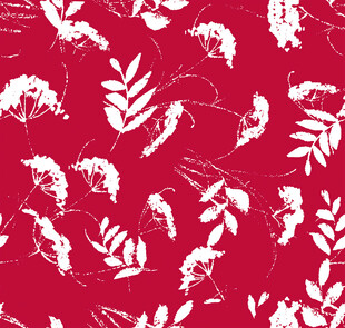 红色底白色植物图案纹理