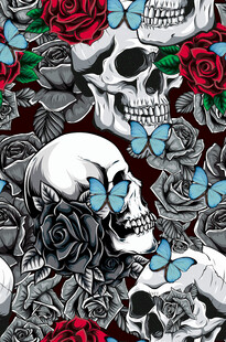 骷髅玫瑰图案装饰艺术