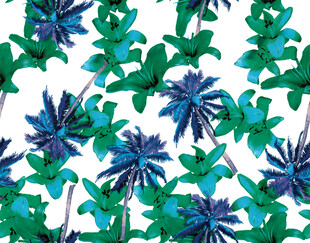 蓝绿花卉图案背景