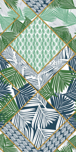 热带植物几何图案背景