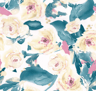 水彩 花卉图案清新淡雅风印花