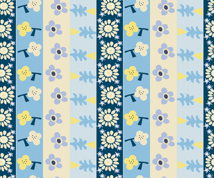 蓝黄花卉图案纹理设计