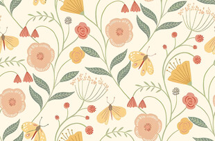 花卉植物无缝图案背景