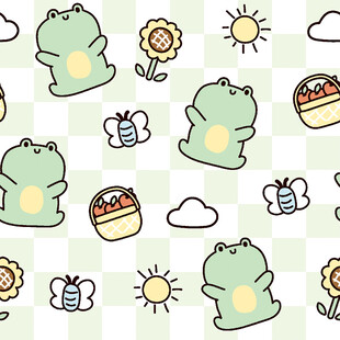 可爱青蛙卡通图案背景