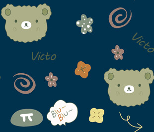 可爱小熊与装饰元素图案