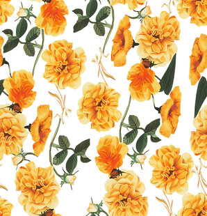 黄色花卉无缝图案背景